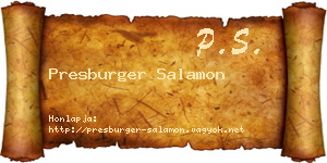 Presburger Salamon névjegykártya